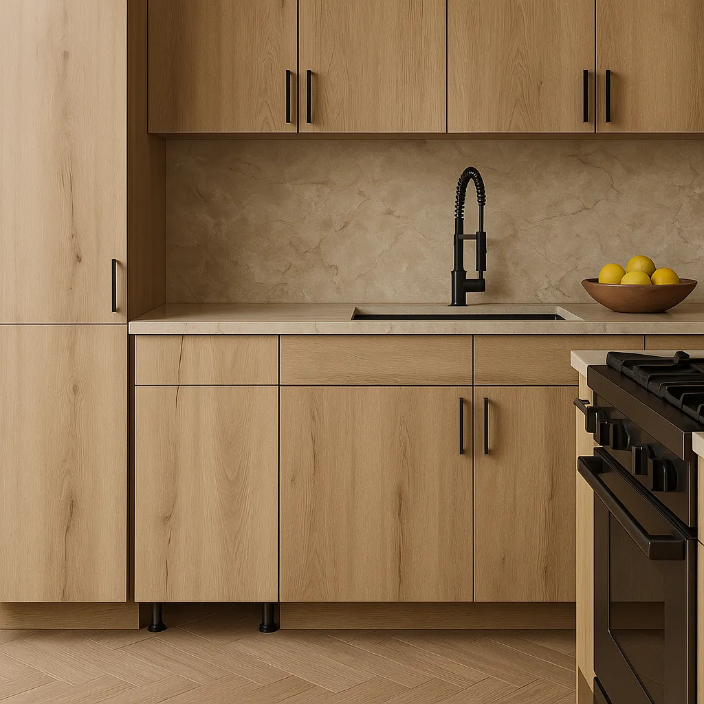 Cambridge Radiance Ready to Assemble Slab Base Kitchen Cabinet, Light Oak, photo 3 of 4