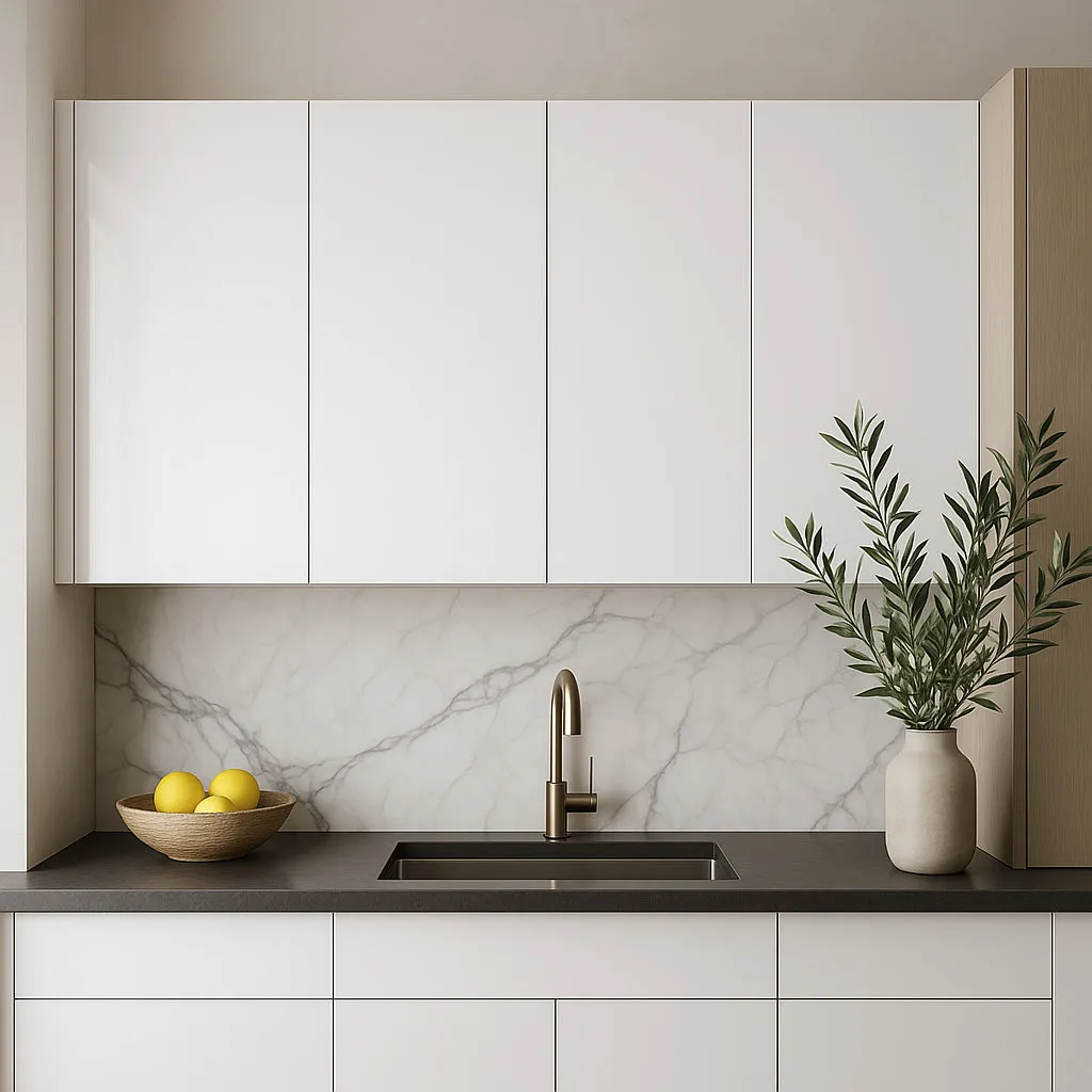 Cambridge Radiance White Gloss Slab Wall Kitchen Cabinet, 24x12x30 in., photo 3 of 4