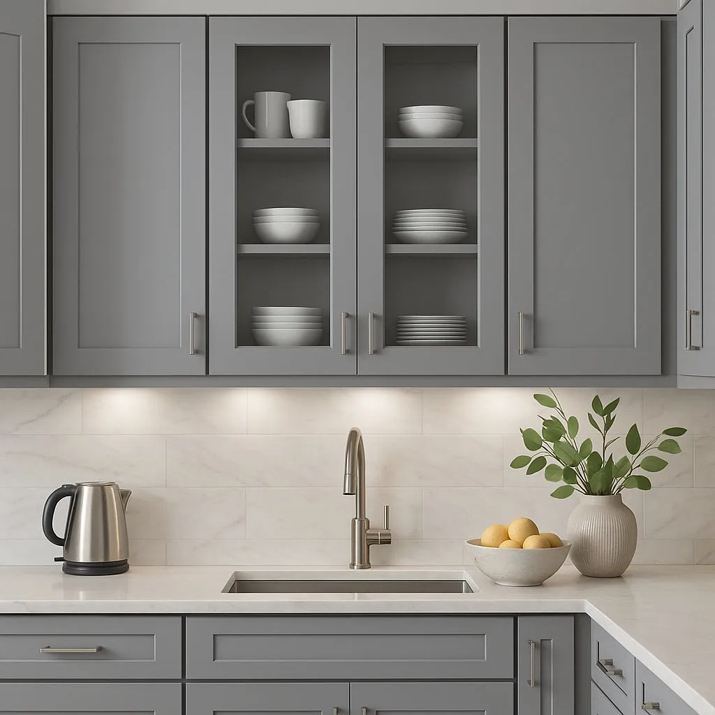 HOMEIBRO Shaker Grey Plywood Wall Cabinet, 30-in W x 12-in D x 36-in H, photo 2 of 4