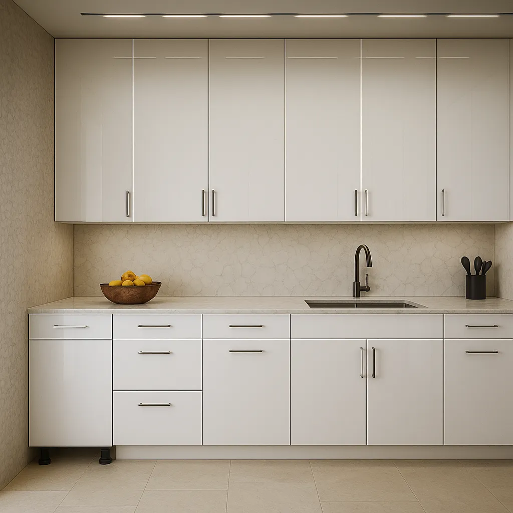 Cambridge Radiance Ready to Assemble Slab Base Kitchen Cabinet in White Gloss, photo 2 of 4