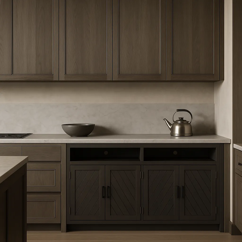 Runesay Gray Brown MDF Kitchen Cabinet Sideboard - 60 in. W x 15.7 in. D x 33.36 in. H, photo 2 of 4