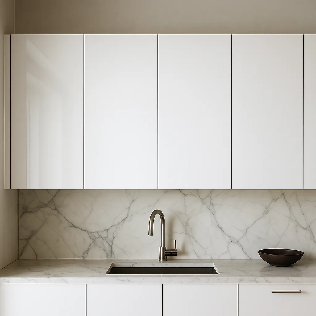 Cambridge Radiance Ready to Assemble Slab Wall Kitchen Cabinet in White Gloss - 33 in. W x 12 in. D x 36 in. H, photo 3 of 4