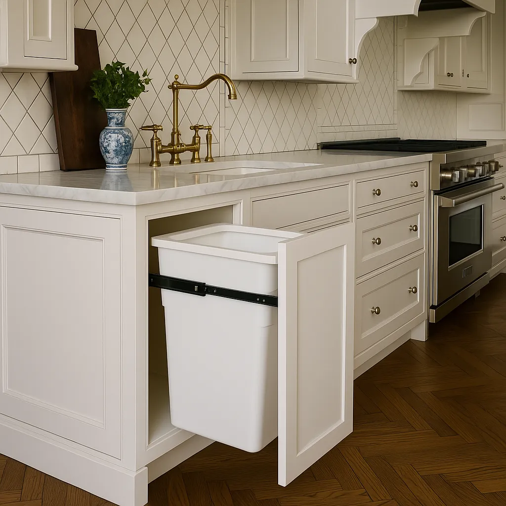 Plywell Shaker Base Cabinet with Waste Basket Holder, Ready to Assemble, White, photo 3 of 4