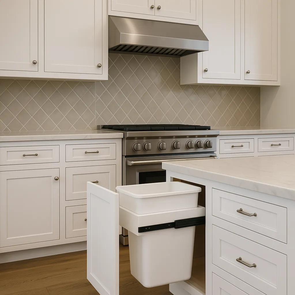 Plywell Shaker Base Cabinet with Waste Basket Holder, Ready to Assemble, White, photo 4 of 4