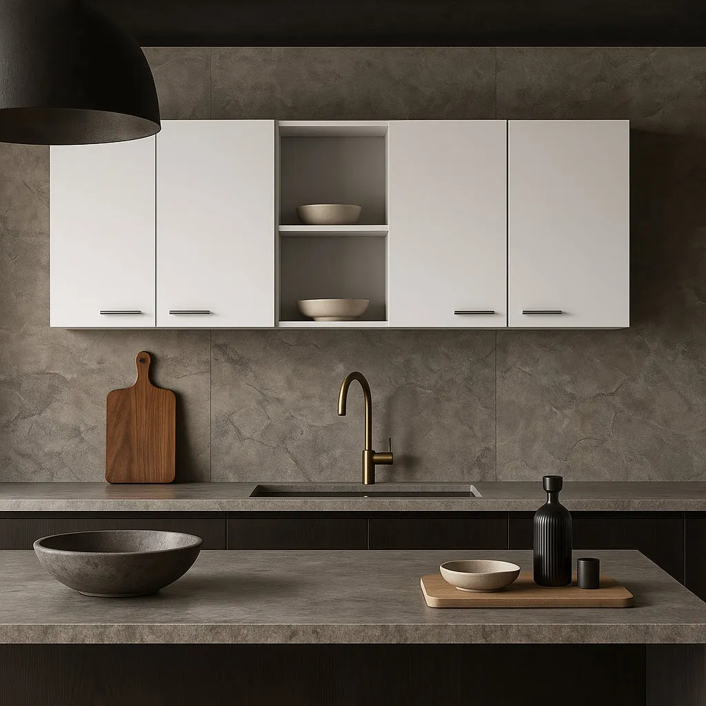Amucolo White Wood Wall Kitchen Cabinet with Shelves and 4-Doors, photo 2 of 4