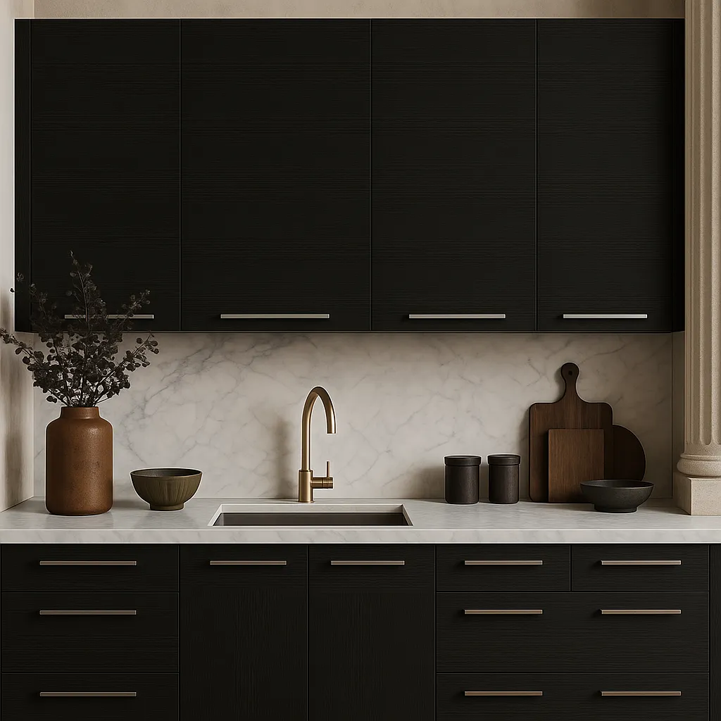 Amucolo Black Wood Wall Kitchen Cabinet with Shelves and 4-Doors, 47.2 in. W x 13.1 in. D x 23.6 in. H, photo 4 of 4