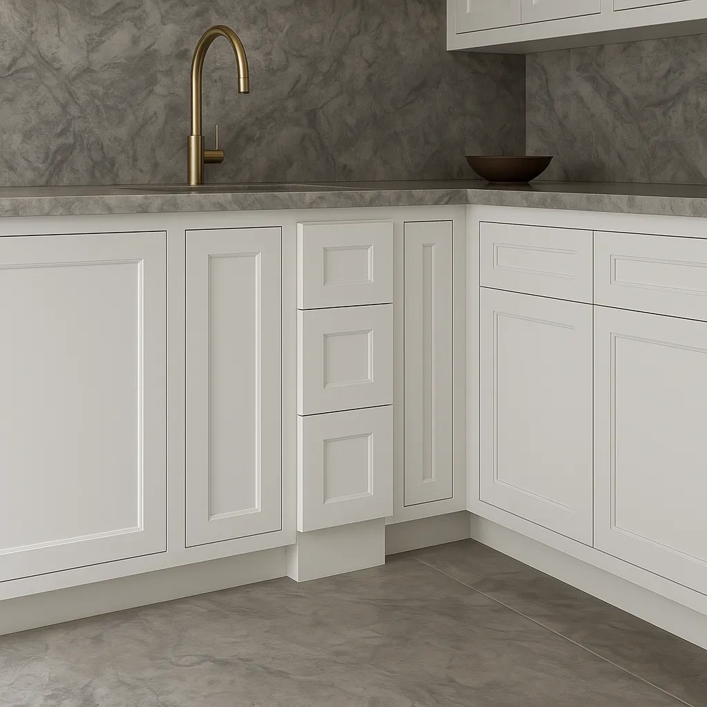 HOMEIBRO Shaker White Plywood Kitchen Cabinet with 3 Drawers - 12" W x 24" D x 34.5" H, photo 3 of 4