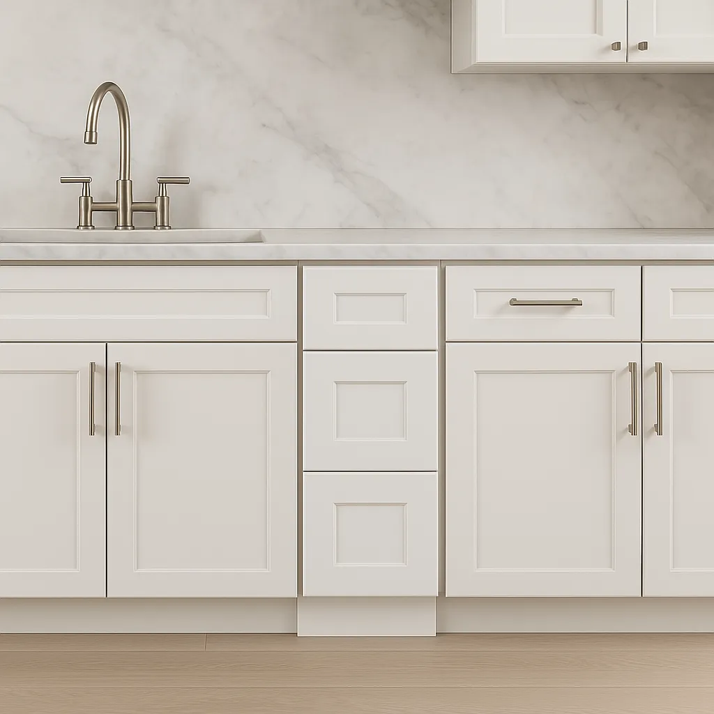 HOMEIBRO Shaker White Plywood Kitchen Cabinet with 3 Drawers - 12" W x 24" D x 34.5" H, photo 2 of 4