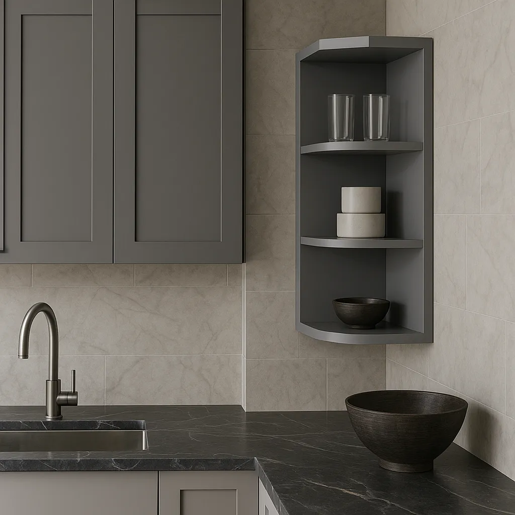 LIFEART CABINETRY Shaker Gray Wall Shelf with 3 Fixed Shelves, photo 2 of 4