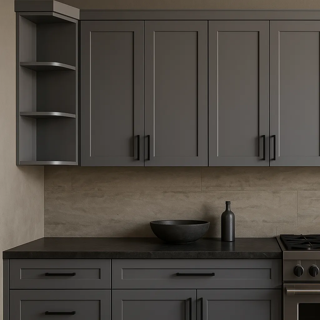 LIFEART CABINETRY Shaker Gray Wall Shelf with 3 Fixed Shelves, photo 3 of 4