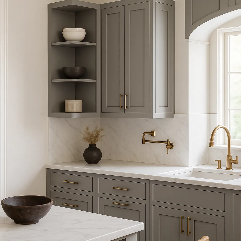 LIFEART CABINETRY Shaker Gray Wall Shelf with 3 Fixed Shelves, photo 4 of 4