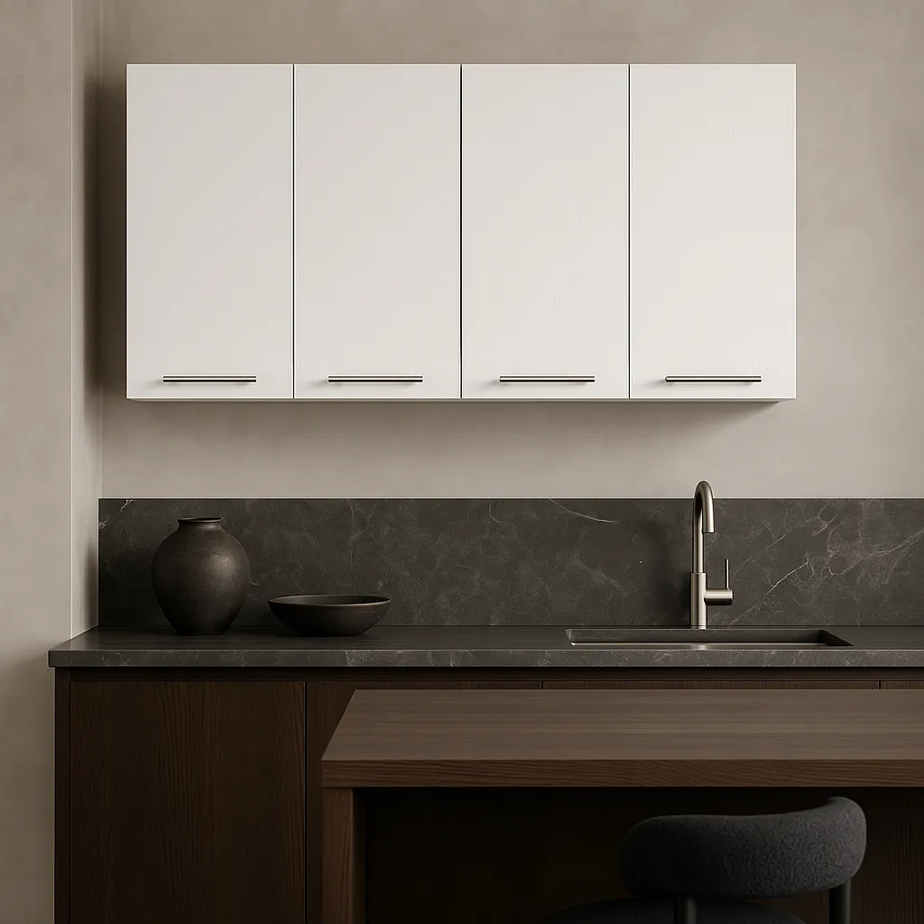 Amucolo White Wall Kitchen Cabinet with Shelves and Four Doors - 47.2 in. W x 13.1 in. D x 23.6 in. H, photo 2 of 4