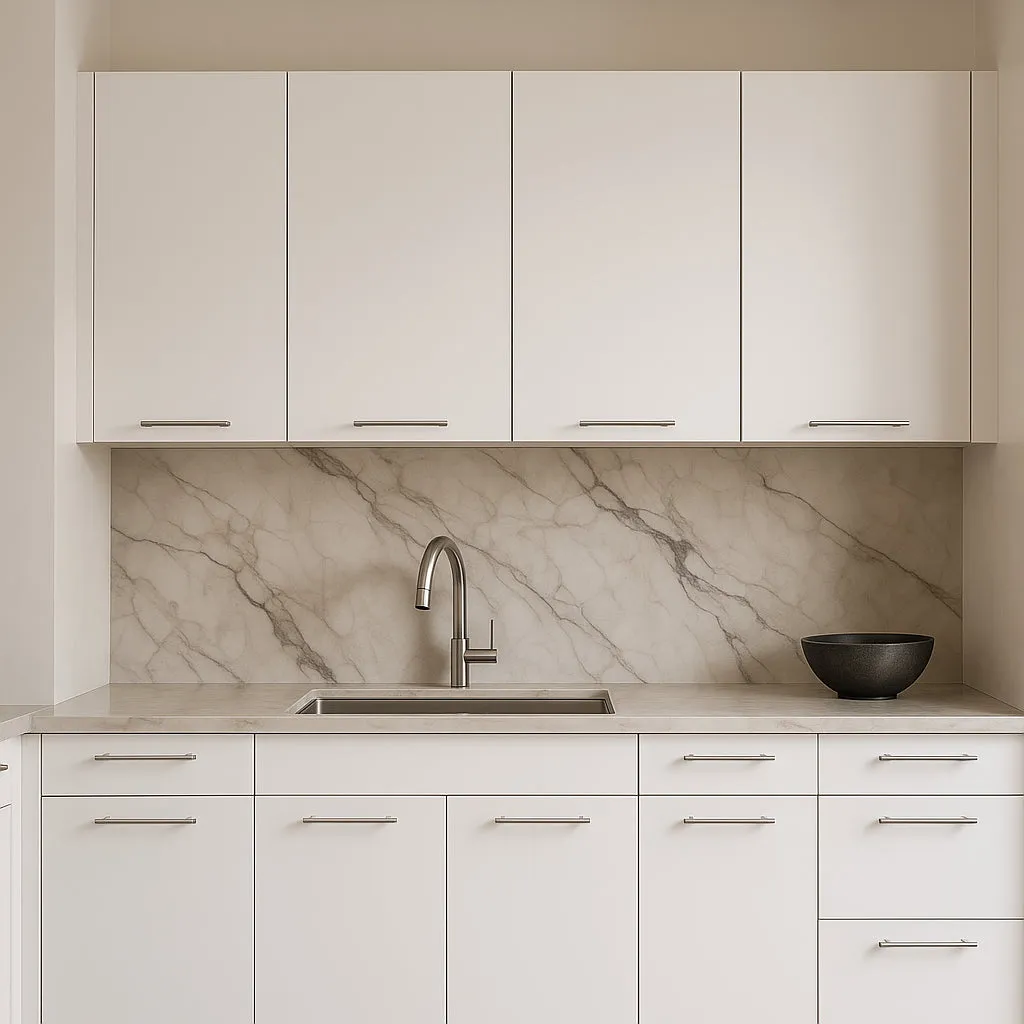 Amucolo White Wall Kitchen Cabinet with Shelves and Four Doors - 47.2 in. W x 13.1 in. D x 23.6 in. H, photo 4 of 4