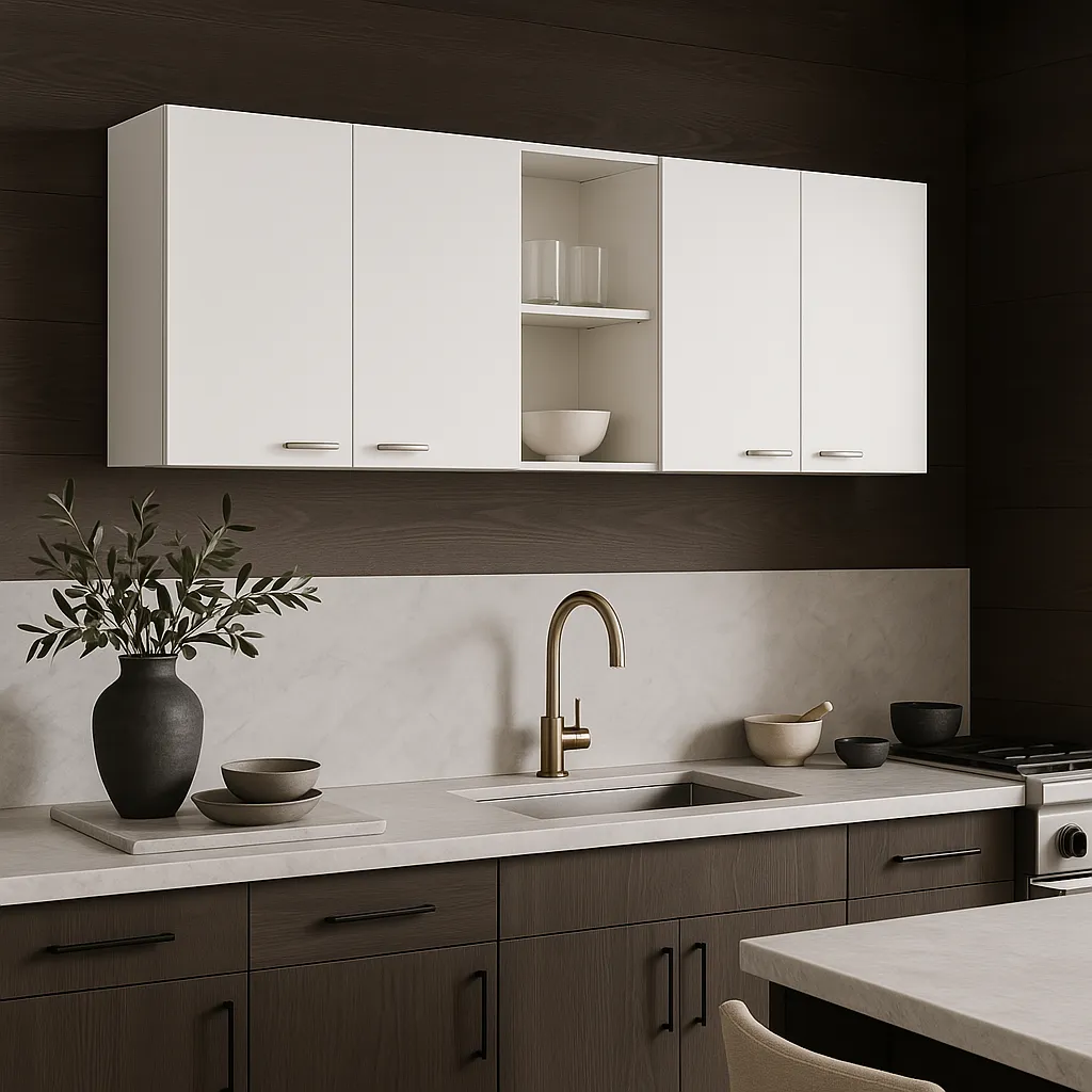 Zeus & Ruta White Plywood Wall Kitchen Cabinet with 2-Shelves and Double Door, photo 2 of 4