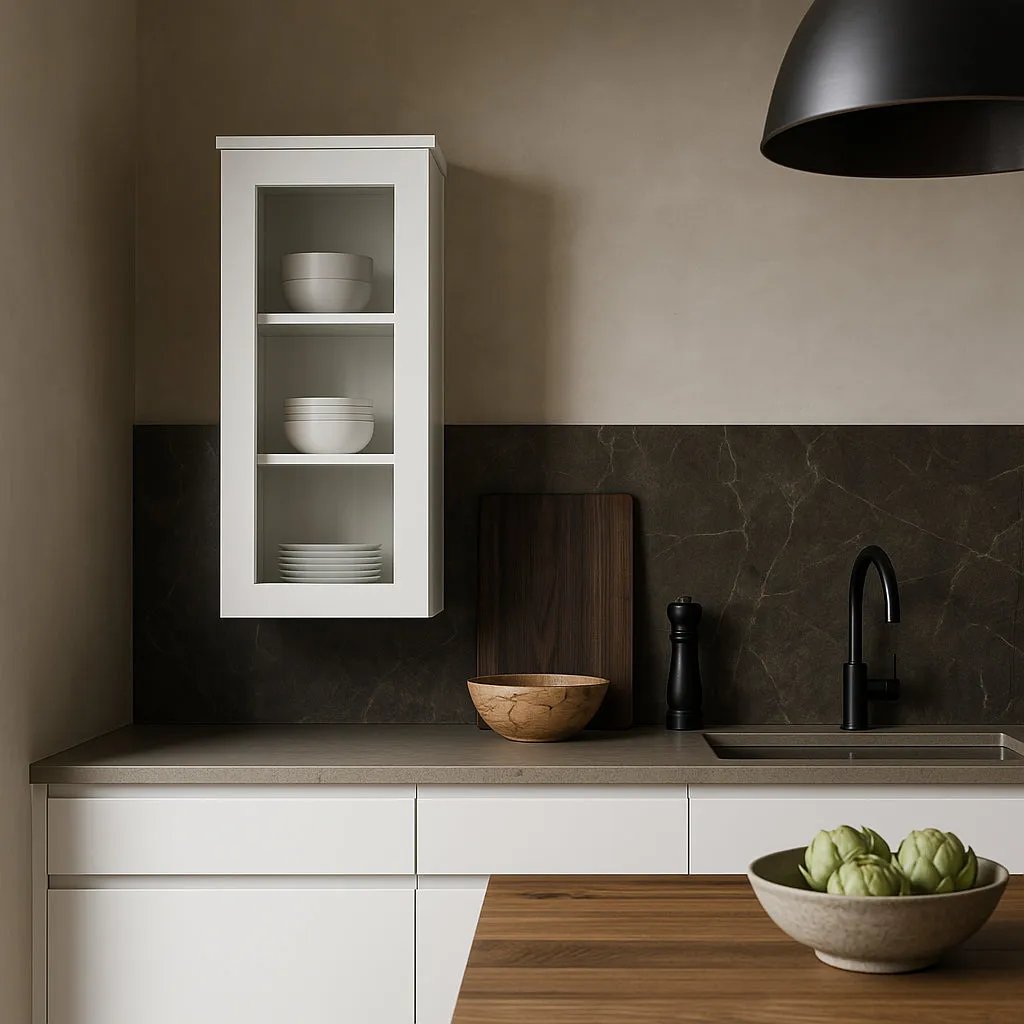 HOMEIBRO Shaker White Plywood Wall Kitchen Cabinet with 1-Door and 3-Shelves, photo 2 of 4