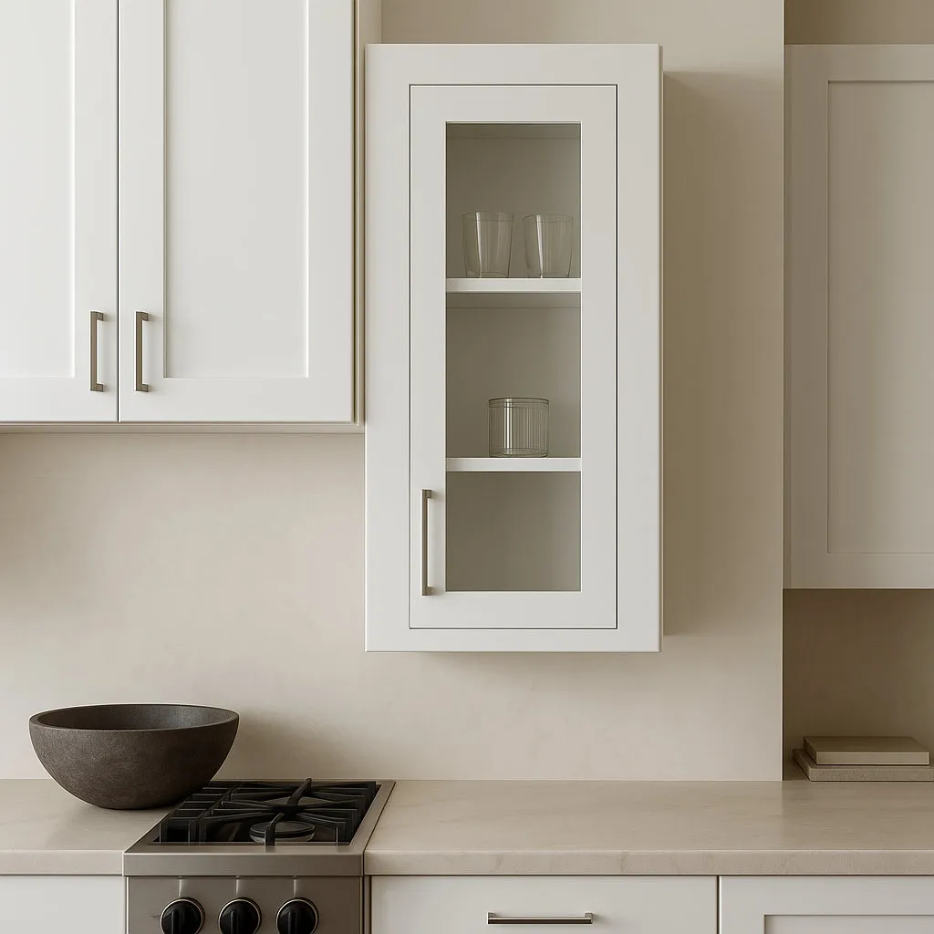 HOMEIBRO Shaker White Plywood Wall Kitchen Cabinet with 1-Door and 3-Shelves, photo 3 of 4