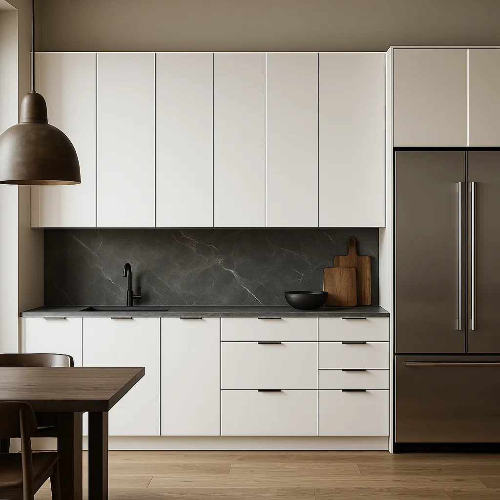 Cambridge Radiance White Gloss Slab Wall Kitchen Cabinet, 18x12x36 in., photo 2 of 4