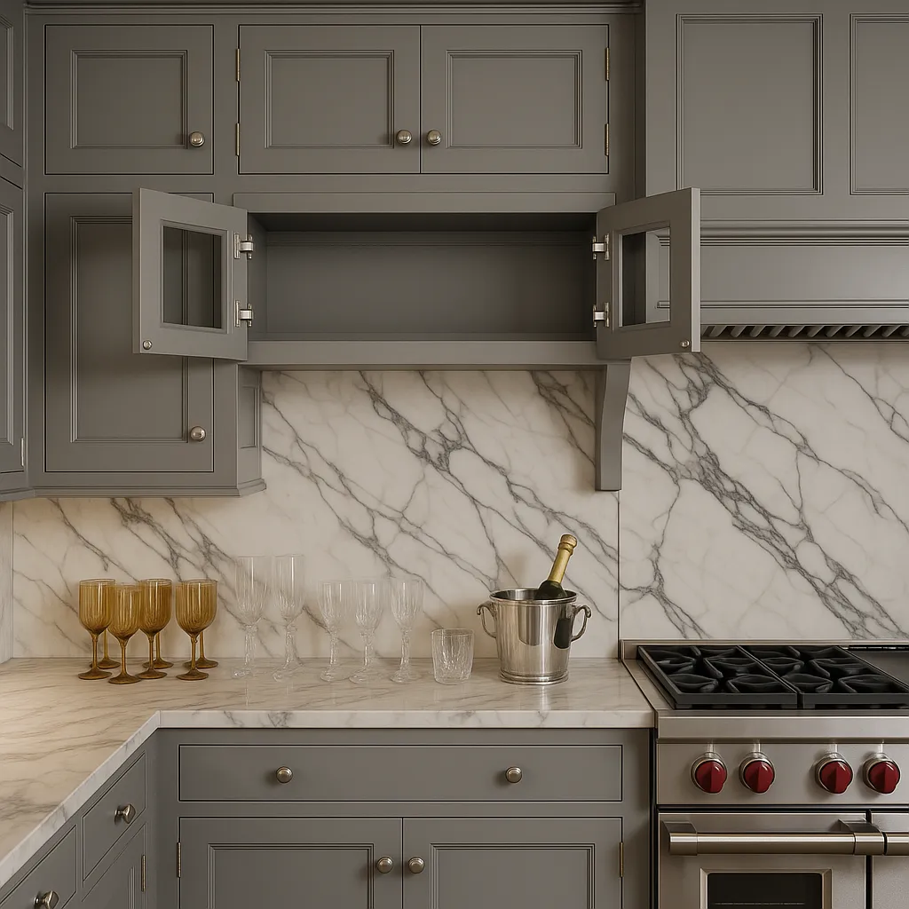 HOMEIBRO Shaker Grey Wall Glass Kitchen Cabinet - 33-in W x 12-in D x 12-in H, photo 3 of 4
