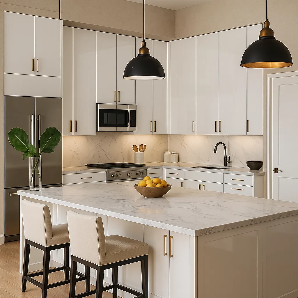 Cambridge Radiance White Gloss Slab Wall Kitchen Cabinet, 21x12x30 in., photo 3 of 4