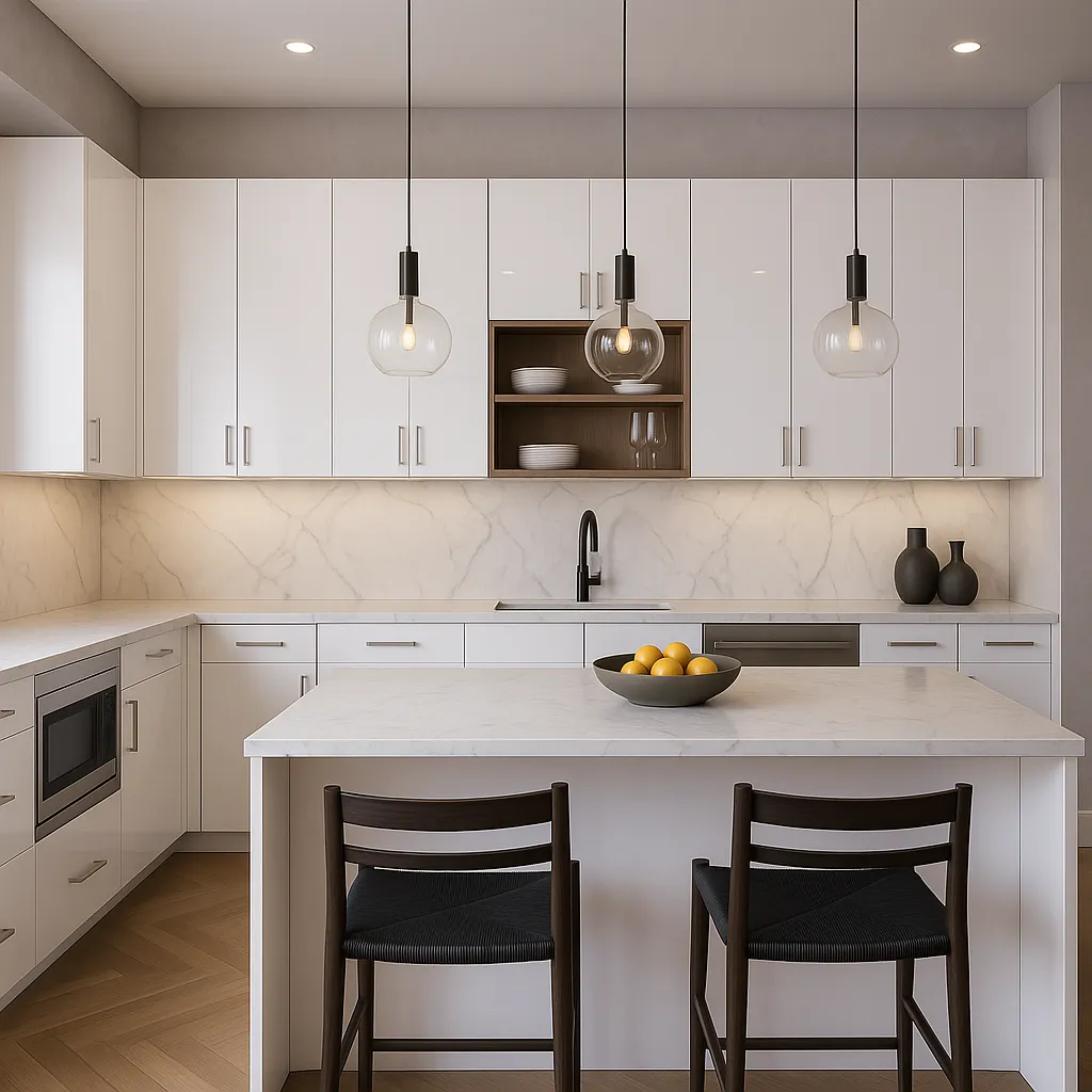 Cambridge Radiance White Gloss Slab Wall Kitchen Cabinet, 21x12x30 in., photo 4 of 4