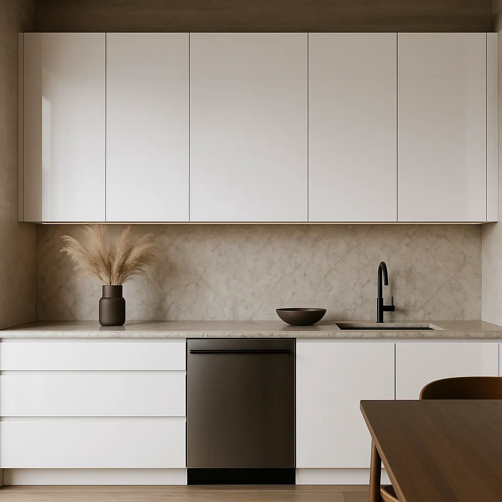 Cambridge Radiance White Gloss Slab Wall Kitchen Cabinet, 21x12x36 in., photo 3 of 4