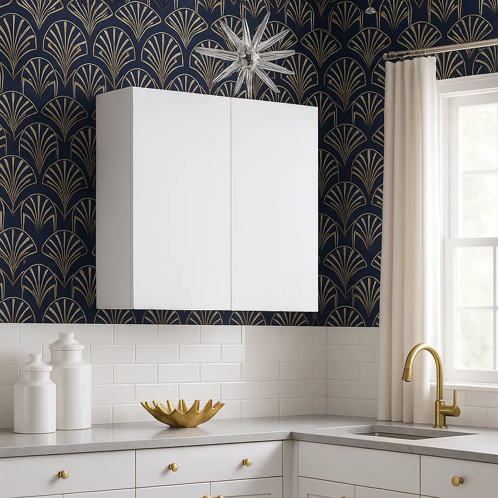 Cambridge Radiance White Gloss Slab Wall Kitchen Cabinet, 27x12x36 in., photo 4 of 4