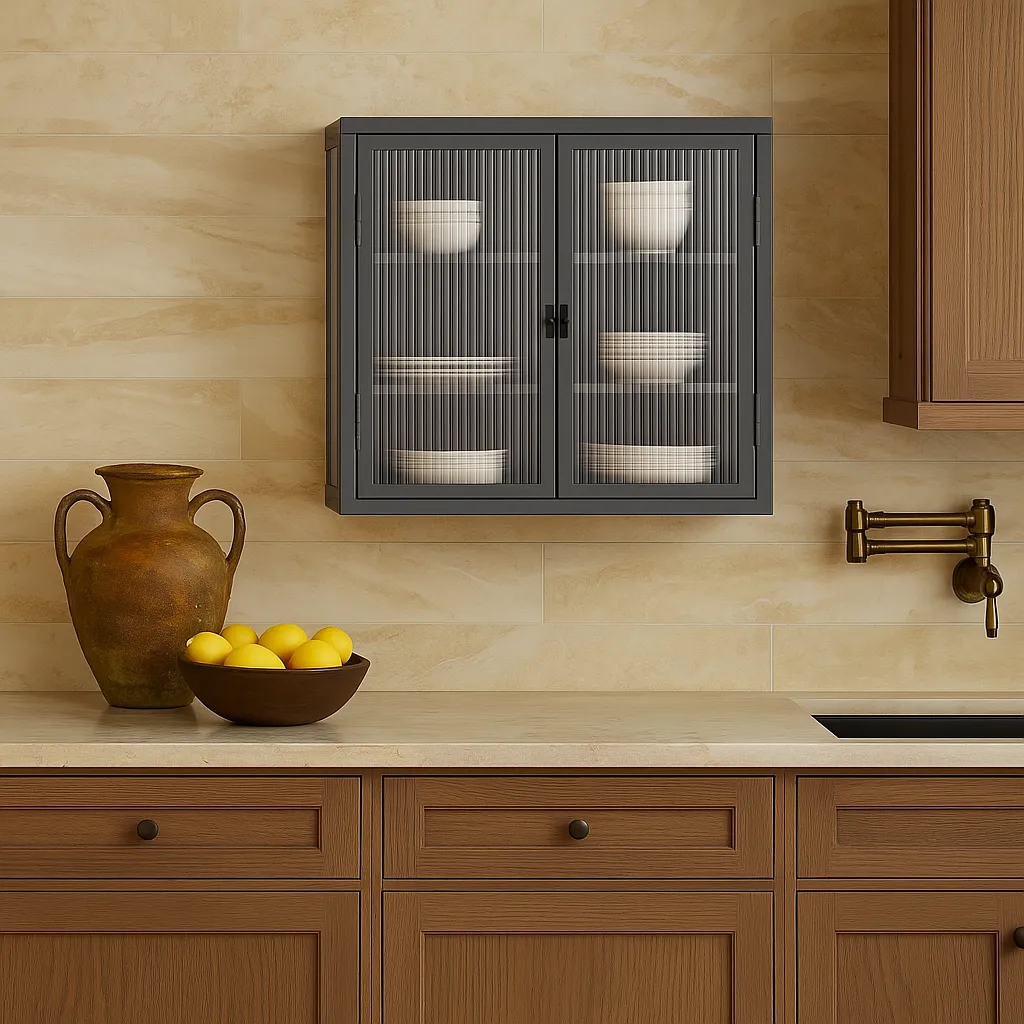 Unbranded Grey Metal Wall Kitchen Cabinet with Detachable Shelves, 27.6 in. W x 9.1 in. D x 23.6 in. H, photo 4 of 4