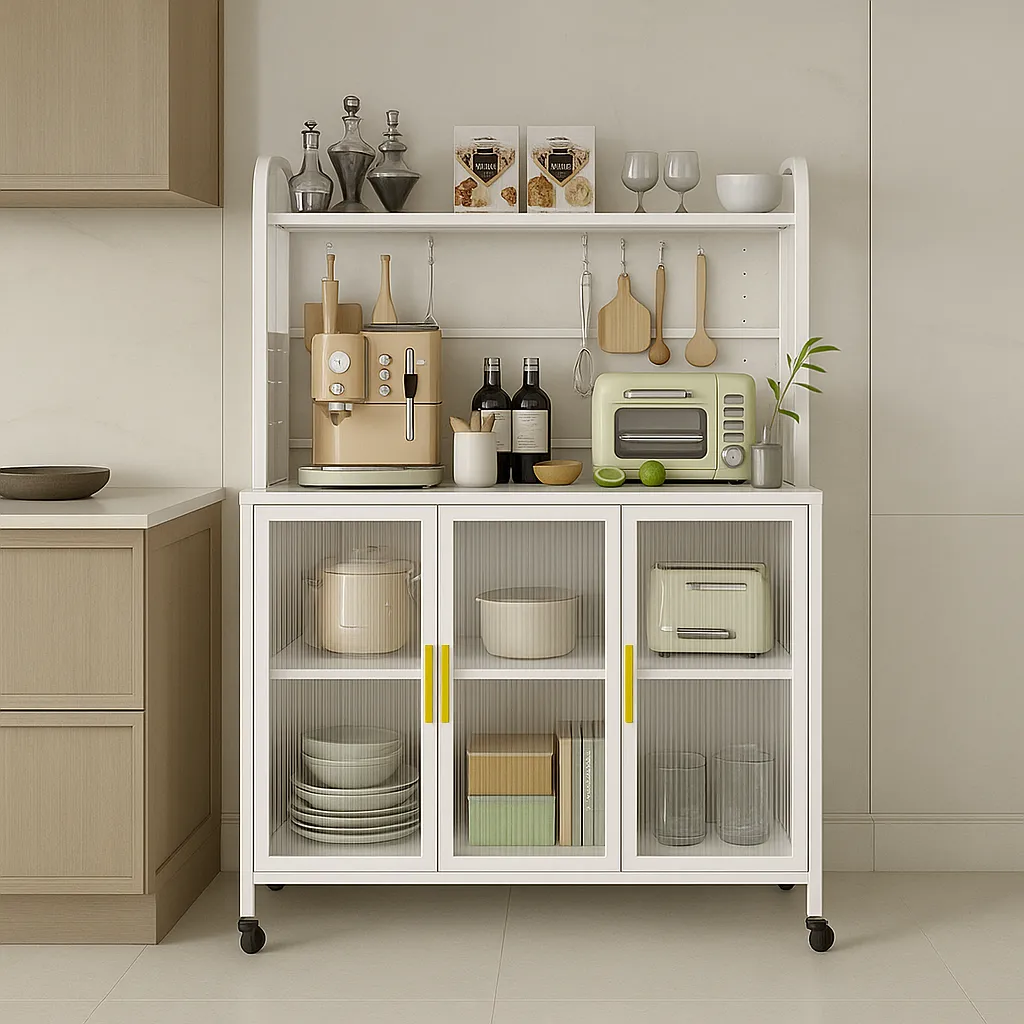 Aoibox Steel Kitchen Pantry Cabinet with Transparent Flap Door, 39.4 in. W x 15.7 in. D x 56.2 in. H, photo 2 of 4