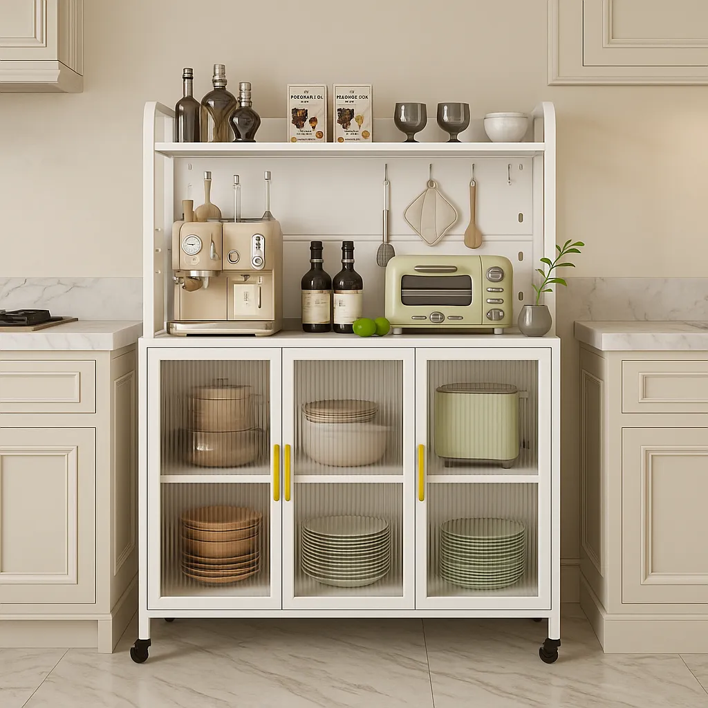 Aoibox Steel Kitchen Pantry Cabinet with Transparent Flap Door, 39.4 in. W x 15.7 in. D x 56.2 in. H, photo 3 of 4