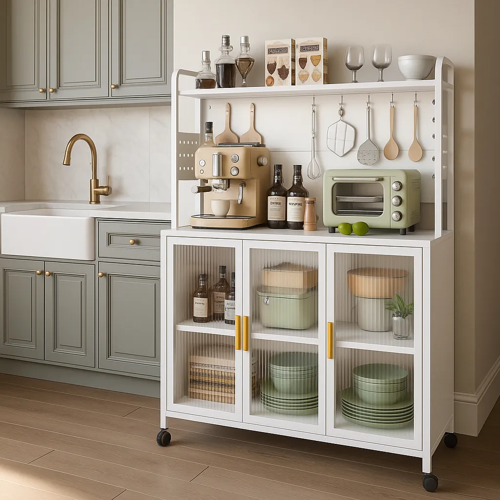 Aoibox Steel Kitchen Pantry Cabinet with Transparent Flap Door, 39.4 in. W x 15.7 in. D x 56.2 in. H, photo 4 of 4