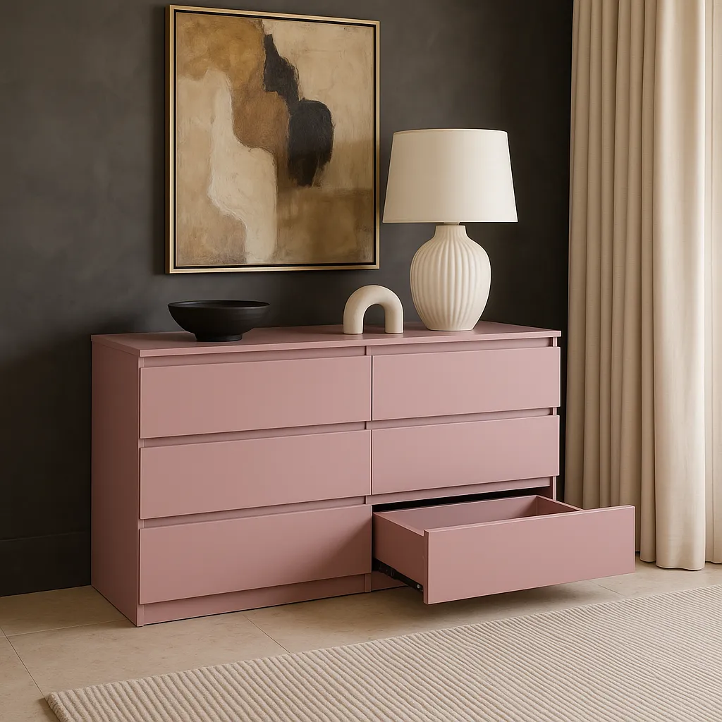 Aoibox Pink 6-Drawer Storage Cabinet - 47.25" W x 15.75" D x 27.95" H, photo 2 of 4