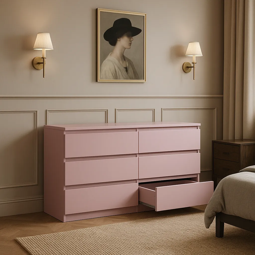 Aoibox Pink 6-Drawer Storage Cabinet - 47.25" W x 15.75" D x 27.95" H, photo 3 of 4