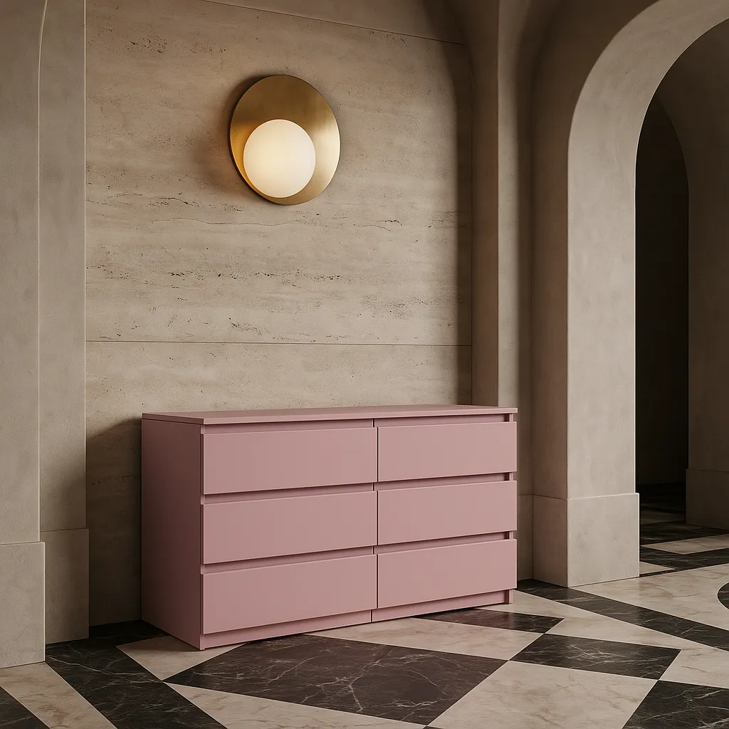 Aoibox Pink 6-Drawer Storage Cabinet - 47.25" W x 15.75" D x 27.95" H, photo 4 of 4