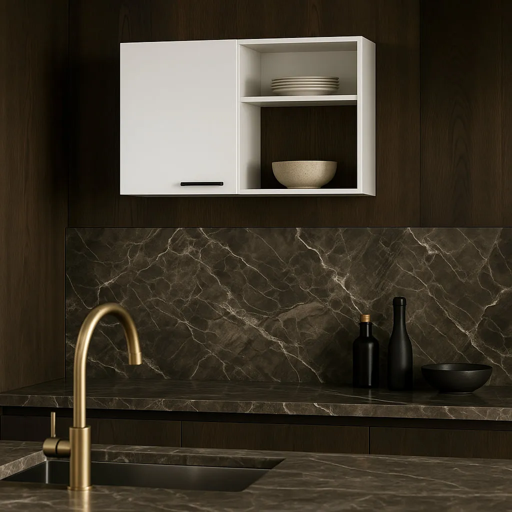 Amucolo White Wood Wall Kitchen Cabinet - 39.37 in. W x 15.75 in. D x 23.62 in. H, photo 2 of 4