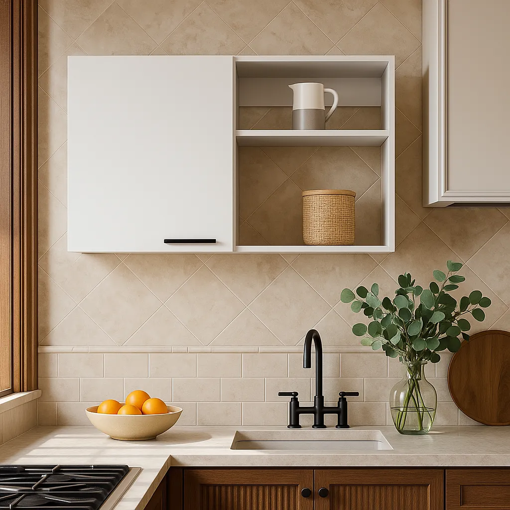 Amucolo White Wood Wall Kitchen Cabinet - 39.37 in. W x 15.75 in. D x 23.62 in. H, photo 4 of 4