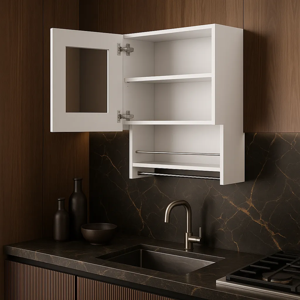 Amucolo White Wall Kitchen Cabinet with Spice and Towel Rack - 19.6 in. W x 13.1 in. D x 28.7 in. H, photo 4 of 4