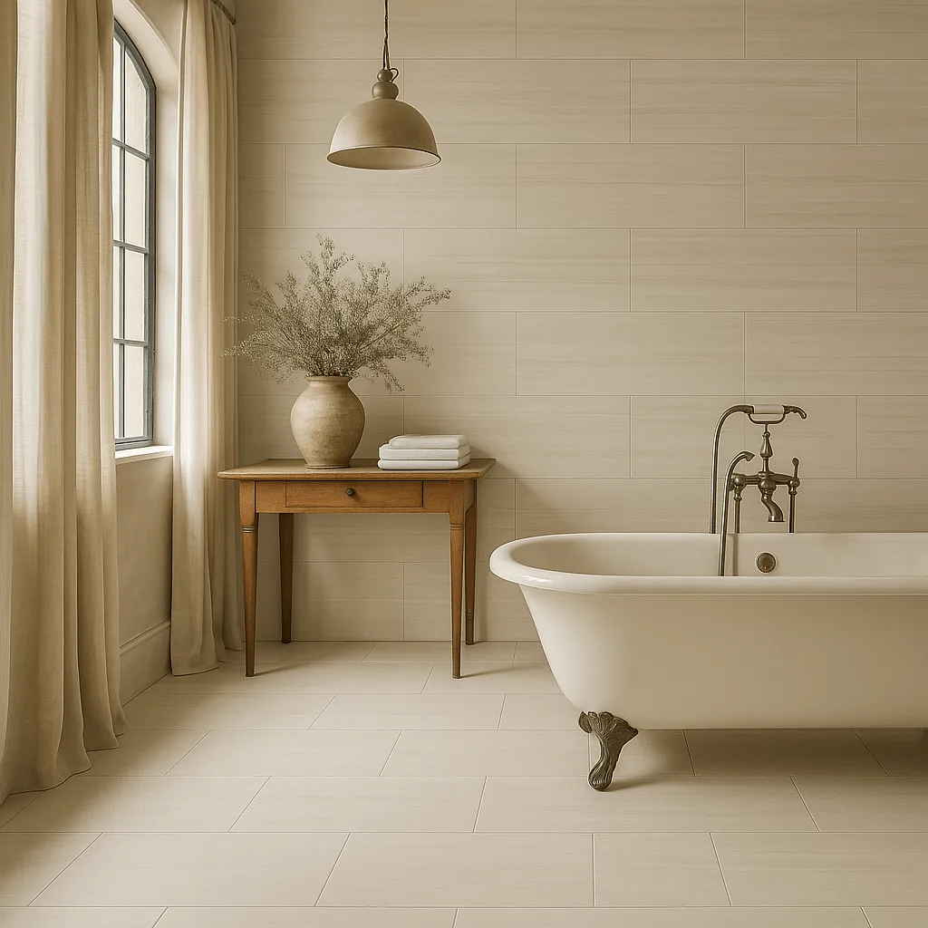 Montalcino Traverse Sand Polished Porcelain Tile - 12 x 24, Stone Look, Waterproof, photo 3 of 4
