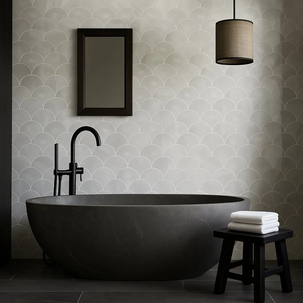 Montage Perla Hot Glass Fan Mosaic Tile - 11 x 11, Polished Finish, White Glass, photo 3 of 4