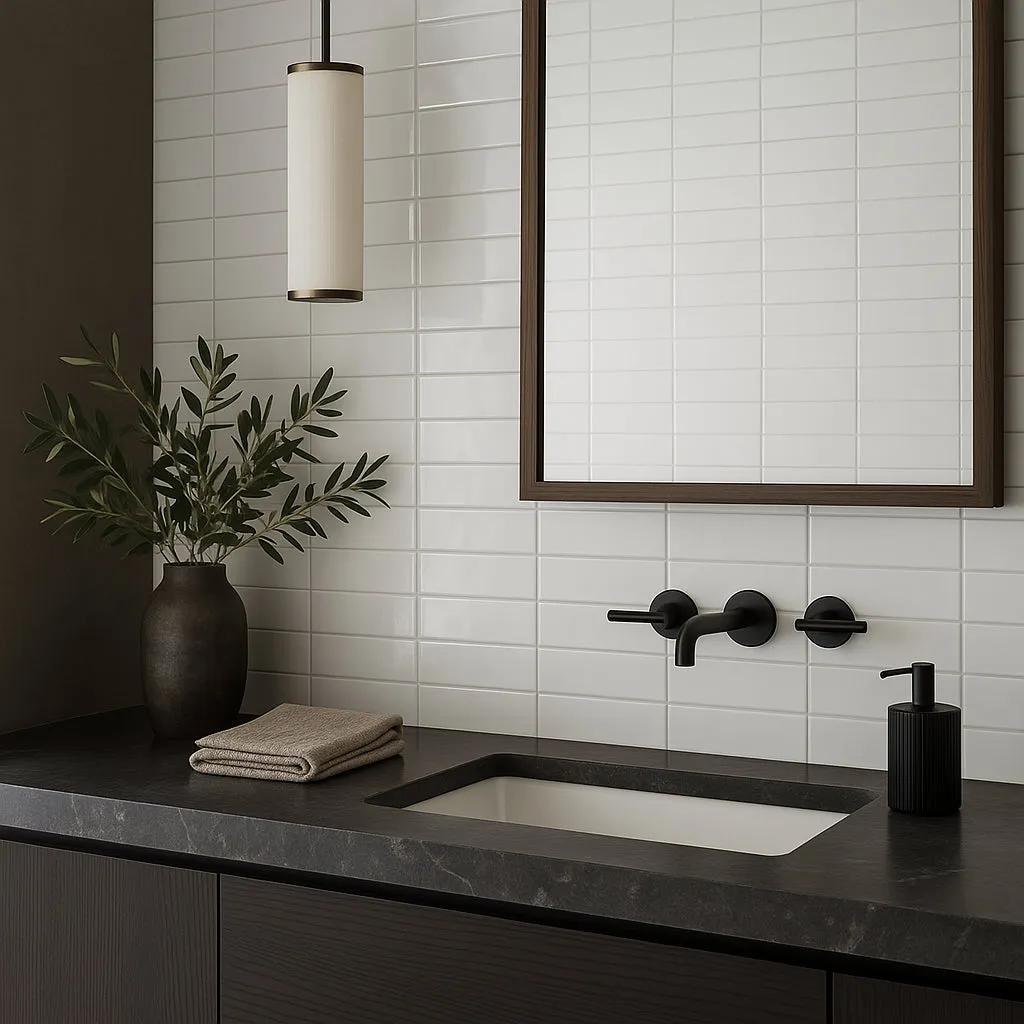 Canvas Glossy White Porcelain Tile - 2 x 6, photo 3 of 4
