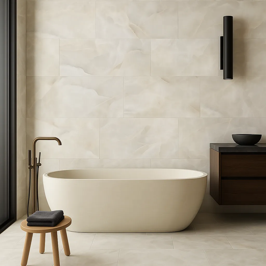 Pianetto Alessia Bianca Polished Porcelain Tile 24 x 48, photo 2 of 4