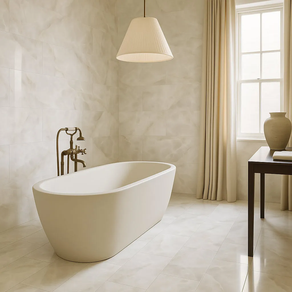 Pianetto Alessia Bianca Polished Porcelain Tile 24 x 48, photo 3 of 4