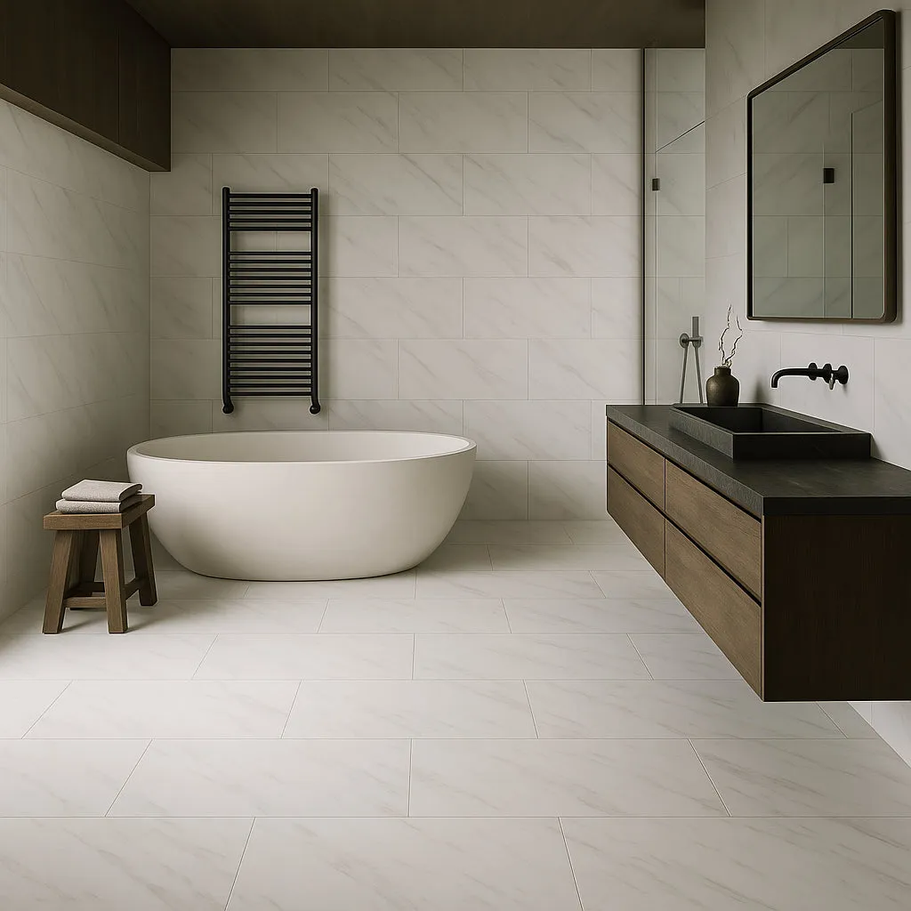 Pianetto Tauleto Bianco Polished Porcelain Tile - 12 x 24, photo 2 of 4