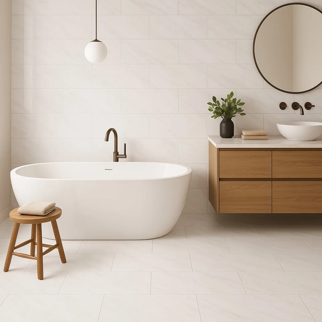 Pianetto Tauleto Bianco Polished Porcelain Tile - 12 x 24, photo 4 of 4