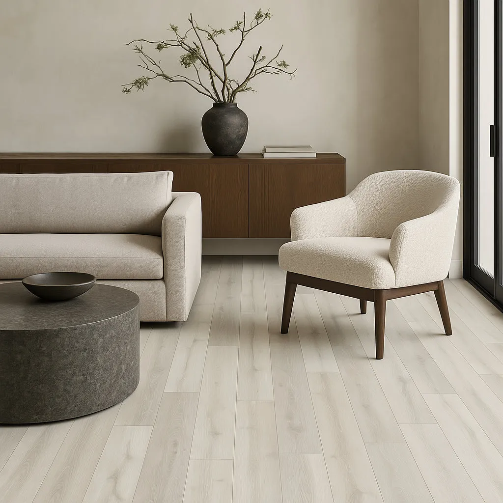 CALI Vinyl Pro White Aspen Waterproof Luxury Vinyl Plank Flooring Sample, photo 3 of 6