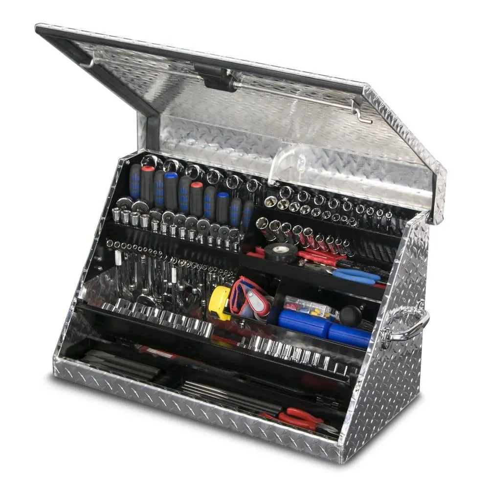 Montezuma 31 in. W x 16 in. D Portable Triangle Top Tool Chest for Sockets, Wrenches and Screwdrivers in Aluminum, photo 12 of 14