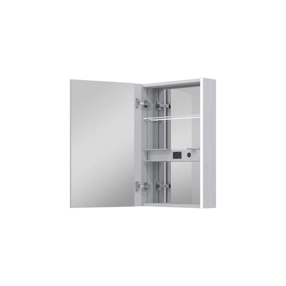 WELLFOR Chic 20 in. W x 30 in. H Rectangular Aluminum Medicine Cabinet with Mirror, LED Lights, Anti-Fog, Left Soft Close Door, photo 4 of 10