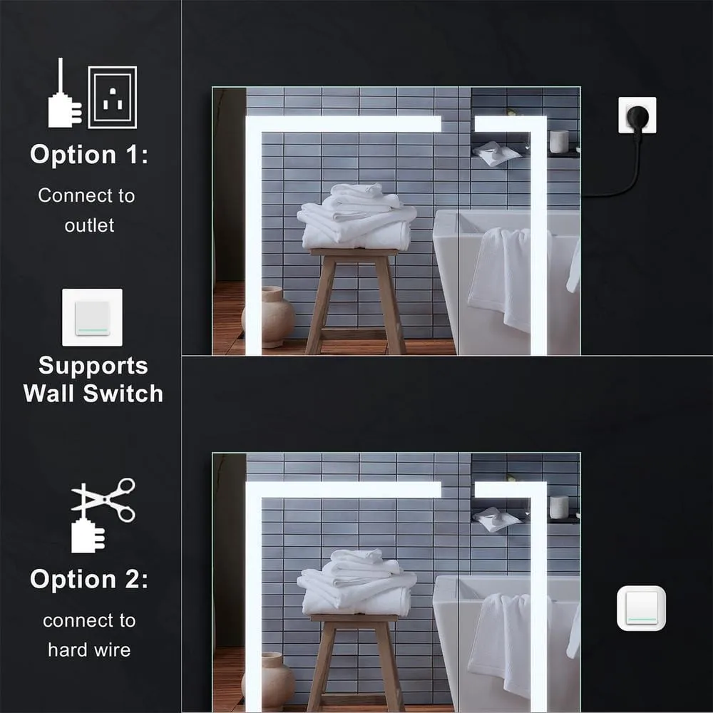 WELLFOR 30 in. W x 30 in. H Rectangular Aluminum Recessed or Surface Mount Medicine Cabinet with Mirror and Lighted,Double Doors, photo 10 of 13