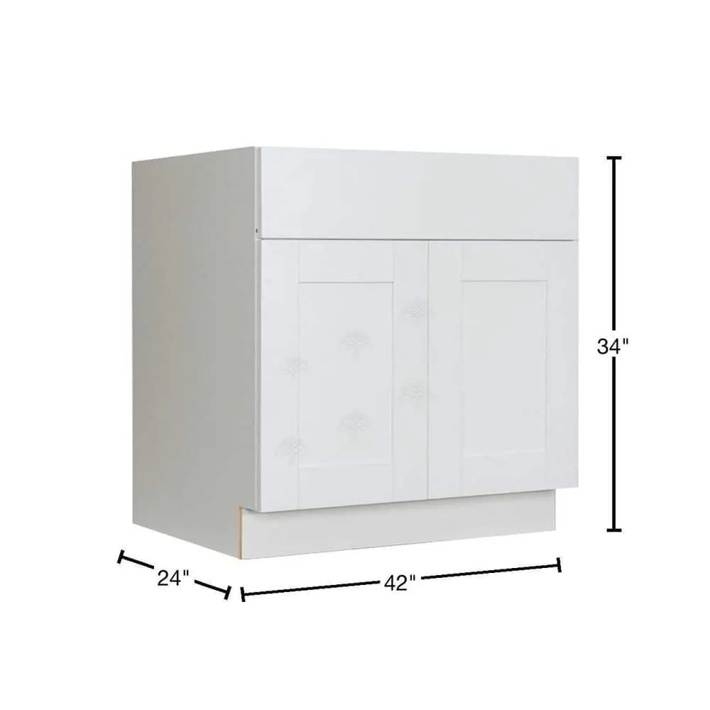 LIFEART CABINETRY Anchester Assembled 42 in. x 34.5 in. x 24 in. Base Cabinet with 2-Door and 1-Drawer in Classic White, photo 2 of 8