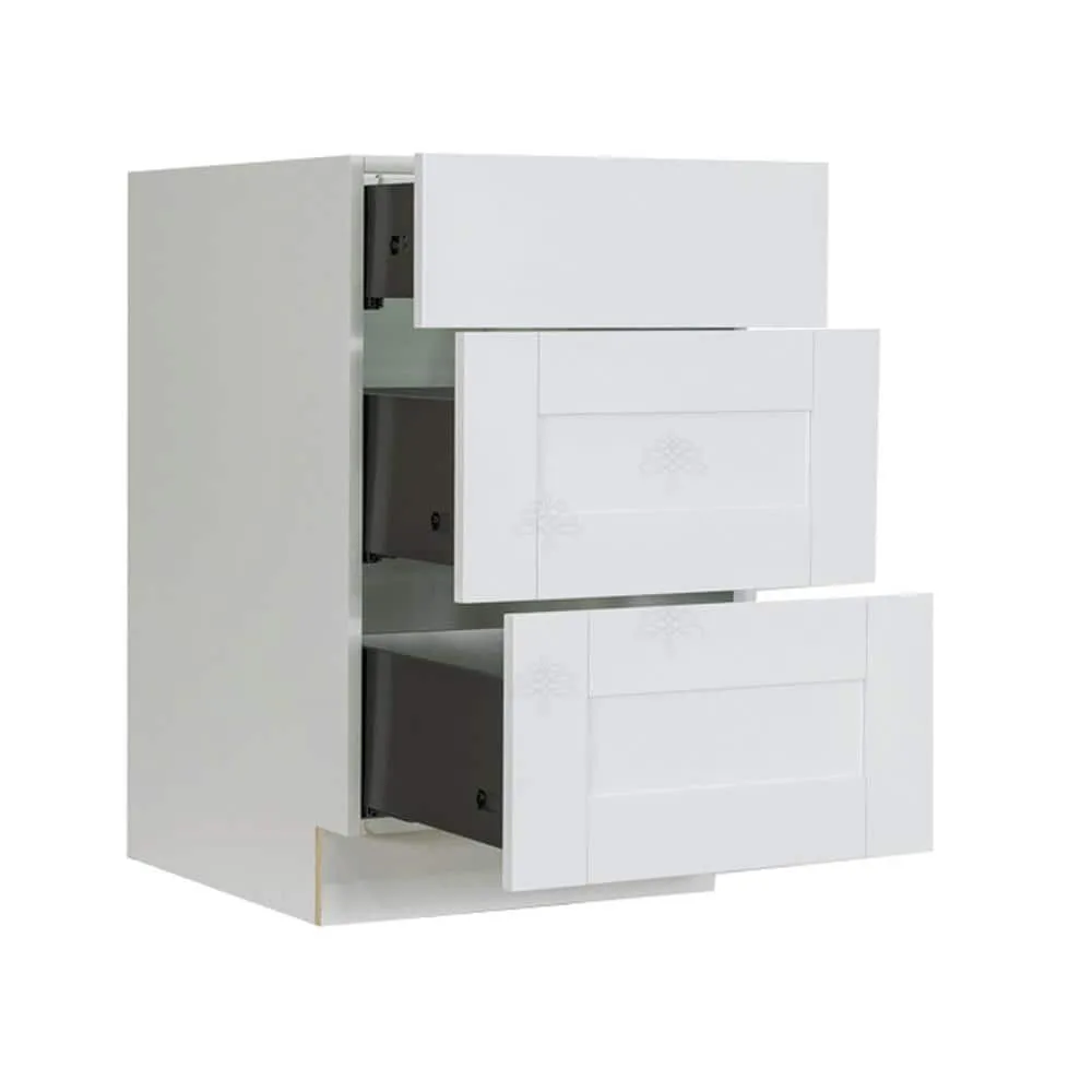 LIFEART CABINETRY Anchester Assembled 12x34.5x24 in. Base Cabinet with 3 Drawers in Classic White, photo 3 of 7