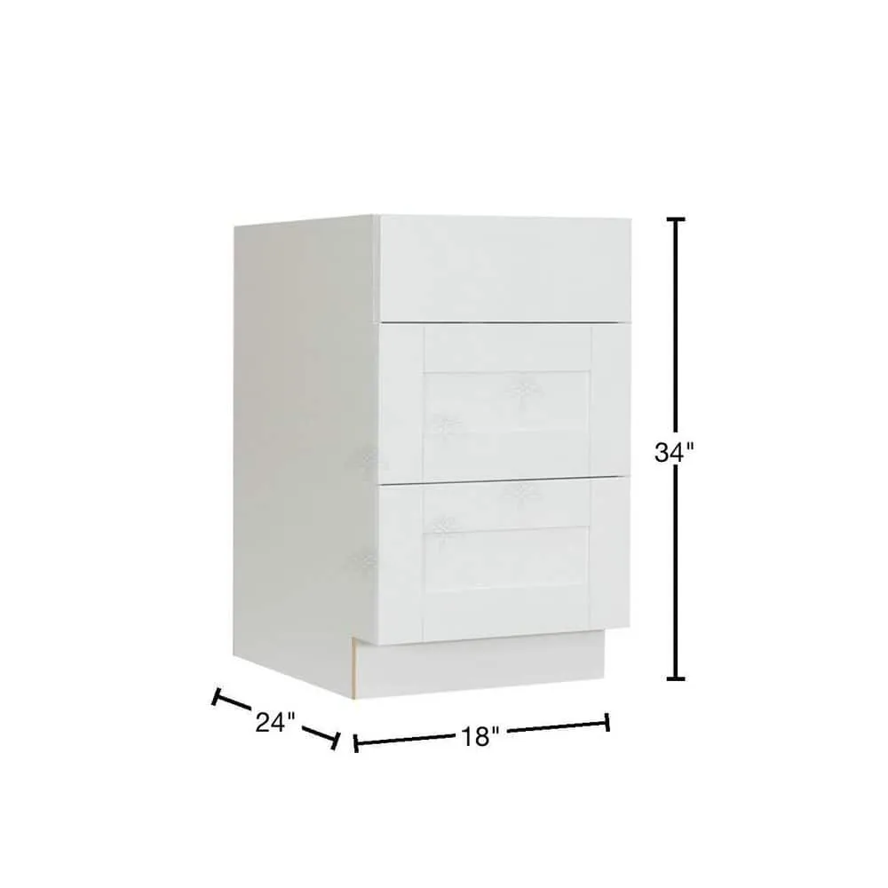 LIFEART CABINETRY Anchester Assembled 18x34.5x24 in. Base Cabinet with 3 Drawers in Classic White, photo 2 of 8